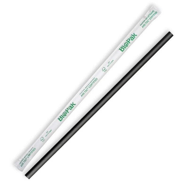 Individually Wrapped Black BioStraws - Each