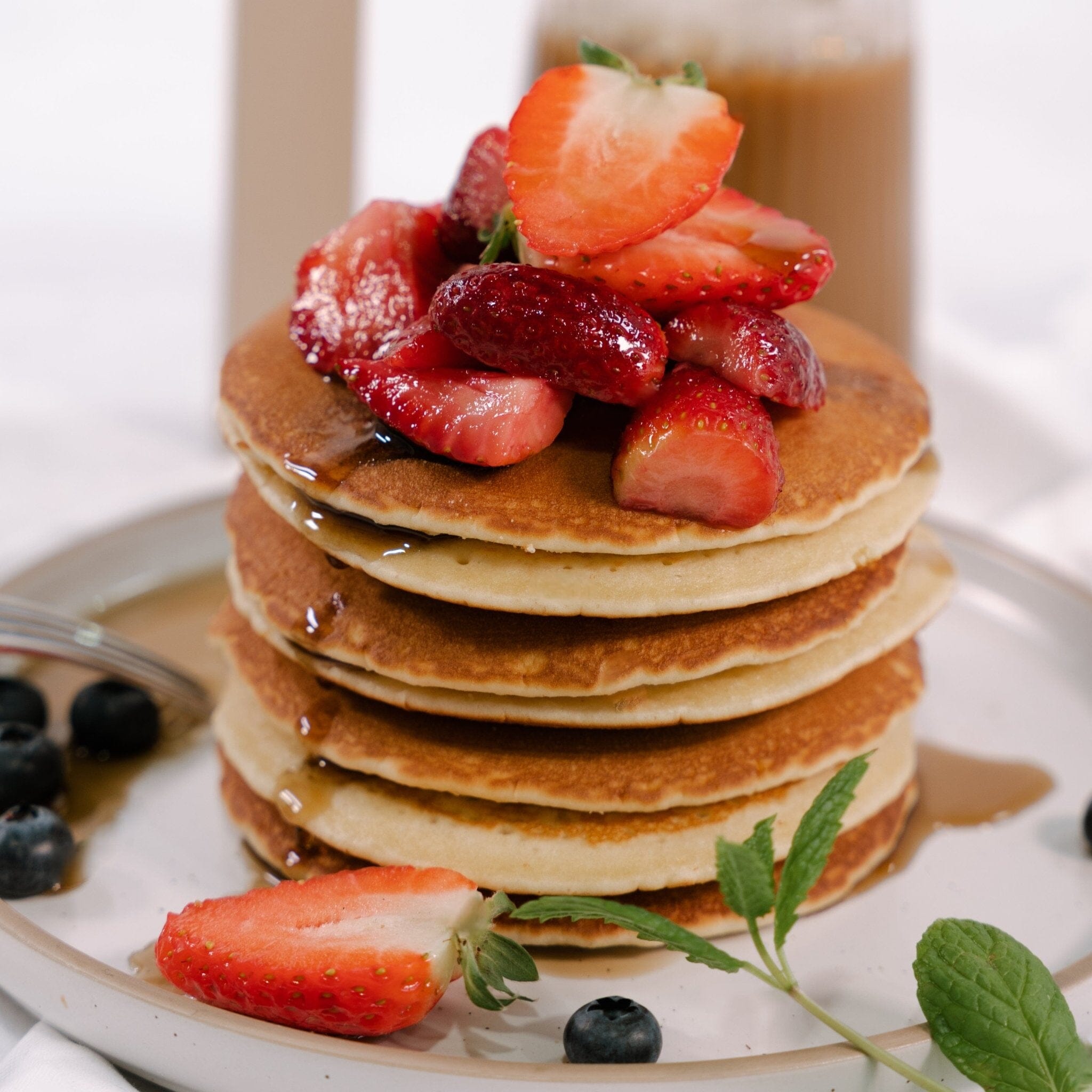 Pancakes - Served with Maple Syrup & Strawberries-CATERING IN MELBOURNE-FIG-iPantry-australia